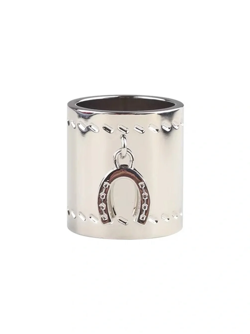 Silver Horseshoe Charm Scarf Ring